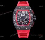 KV Factory Swiss Replica Richard Mille RM 011 Red Rubber Strap Carbon Watch